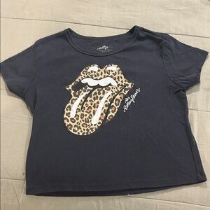 The Rolling Stones Kids Black Leopard Tongue Tee